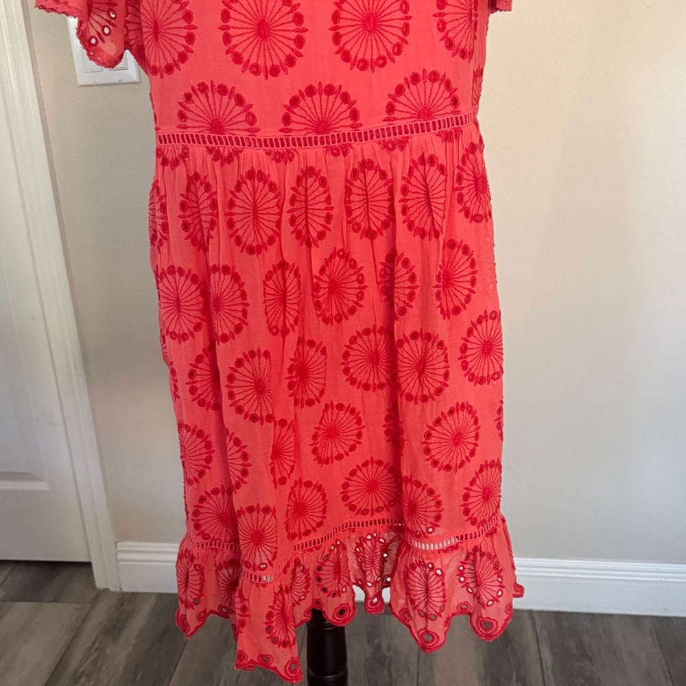 NWT Sundance Coral Eyelit 2 piece Sundress / Cover Up Dress L - Picture 4 of 8